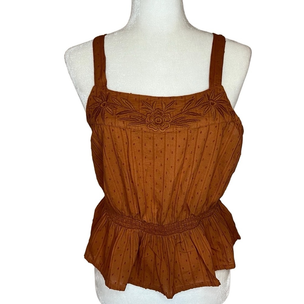 Shyanne Rust Embroidered Tank Top with Elastic Waist.  Sz M. Great Condition!!